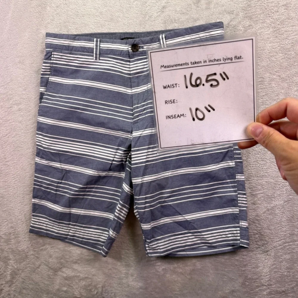Banana Republic Mens Shorts 32 Blue White Striped Rio Horizontal Cotton Chino